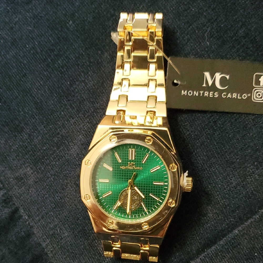 Gold-Tone Green Dial Men's Watch - Picture 2 of 3